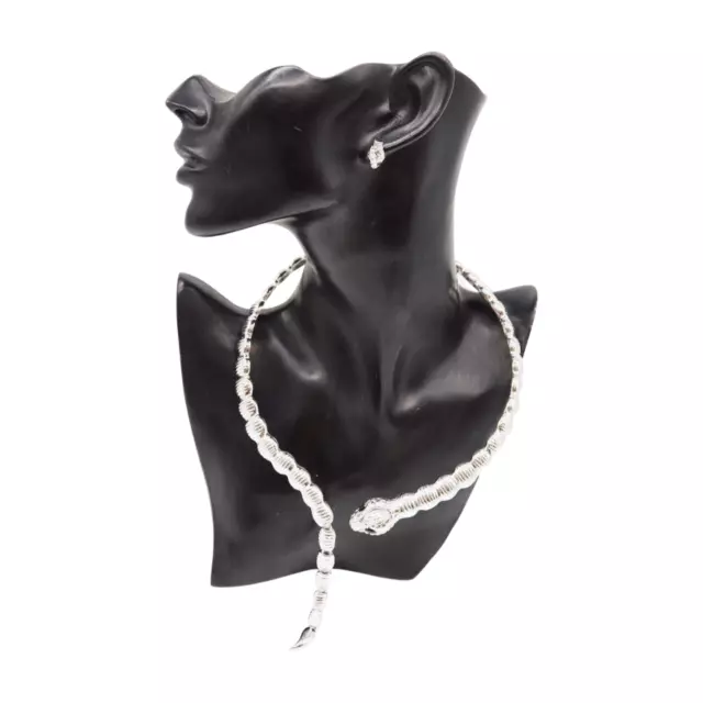 Women Silver Metal Wrap Around Cobra Snake Short Necklace Dress To Impress Style 2