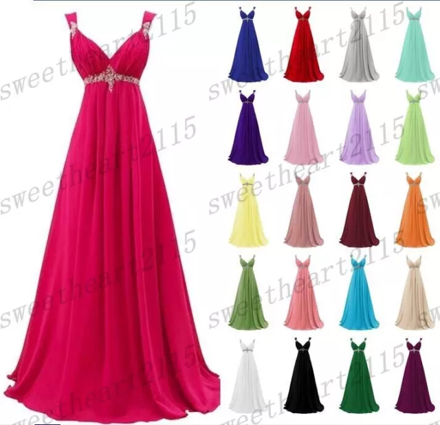 Long Chiffon Wedding Formal Evening Party Dresses Bridesmaid Ball Gown Size 6-30