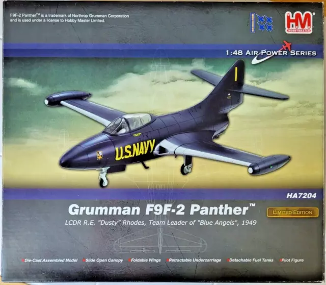 Hobby Master Grumman F9F-2 Panther, Dusty Rhodes, Blue Angels 1949, HA7204, 1/48 Hobby Master Grumman F9F-2 Panther, Dusty Rhodes, Blue Angels 1949, HA7204, 1/48