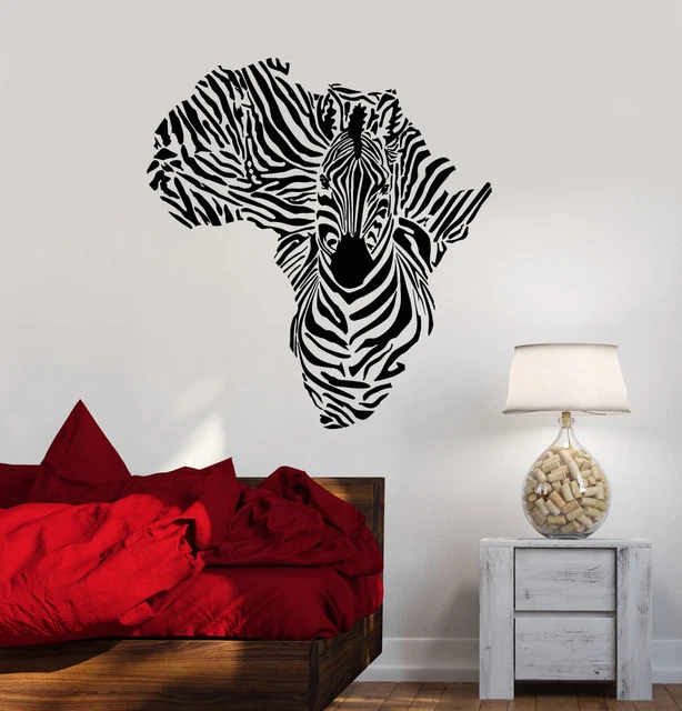 VINYL WALL DECAL Abstract Africa Continent Map Animal Zebra Stickers