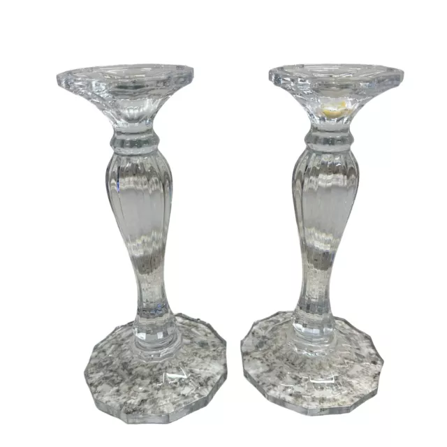 Shannon Crystal Premium Hand Made Crystal Cut Glass Candle Holder Pillars Set