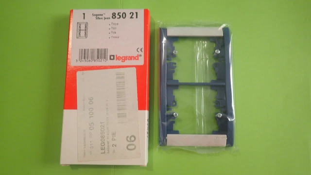 Plaque Double Verticale Legrand Sagane Silex Bleu - Interrupteur + Prise - Occasion Bon état
