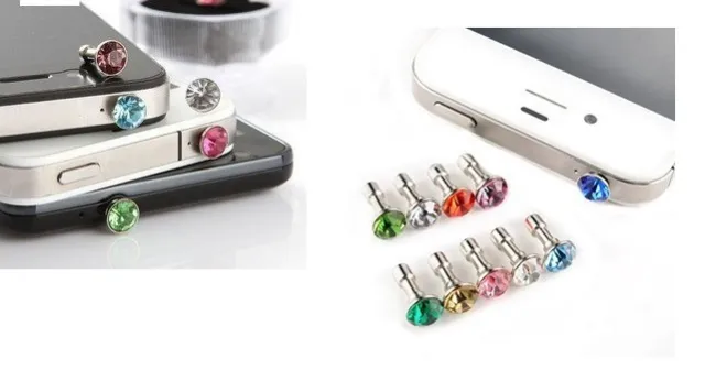 5 Bouchons anti-poussière strass diamant prise audio 3.5mm pour iPhone SE