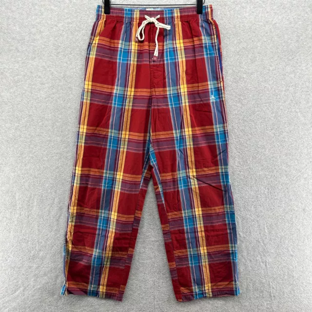 Penguin Munsingwear Men's Red Plaid Pull On Drawstring Pajama Pants Size S