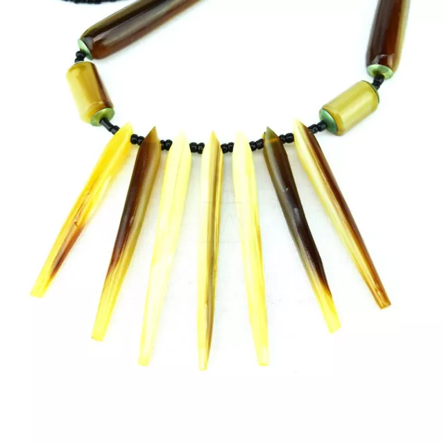 Maasai Market African Jewelry Handmade Horn Masai Bead Spike Necklace 586-2