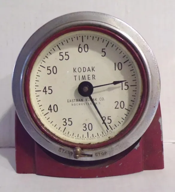 Mid-Century Eastman Kodak Red 60 Minute Darkroom Timer 8239 Industrial Metal VTG