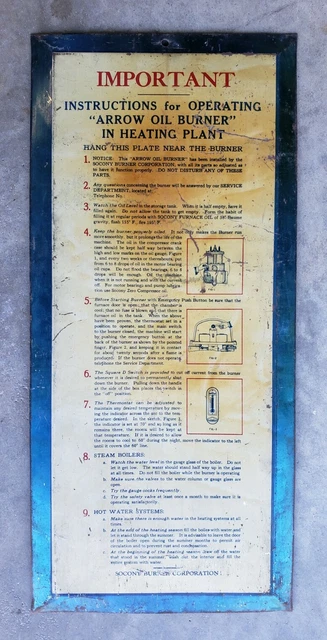 RARE Antique Socony Burner Corp Standard Oil NY Sign Advertising Arrow Burner