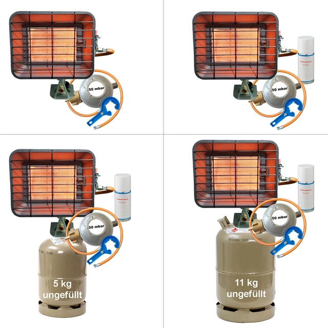 Gas-Heiz-Strahler 4200 W Piezo Bauheizer Heizung für Gasflasche 5 11kg Gasregler