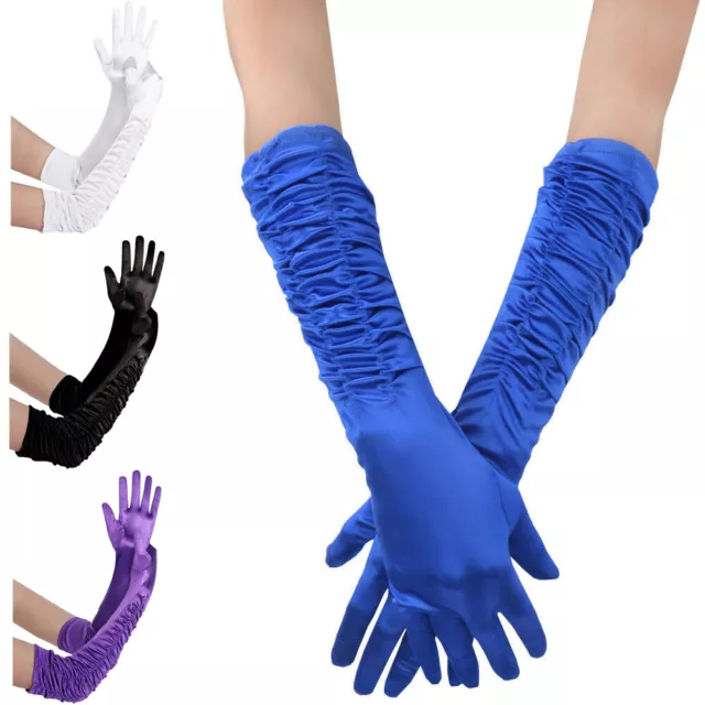 Women's Satin Long Gloves Opera Wedding Bridal Evening Party Prom Costume Glove
