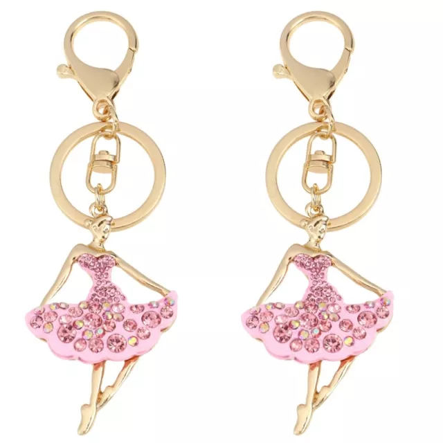2 Pieces Miss Keychains for Backpacks Crystal Pendants Wallet
