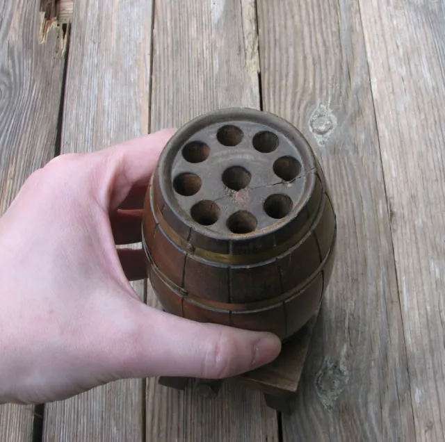 Vintage Wood / Wooden Barrel / Cask Cigarette Dispenser / Holder 2