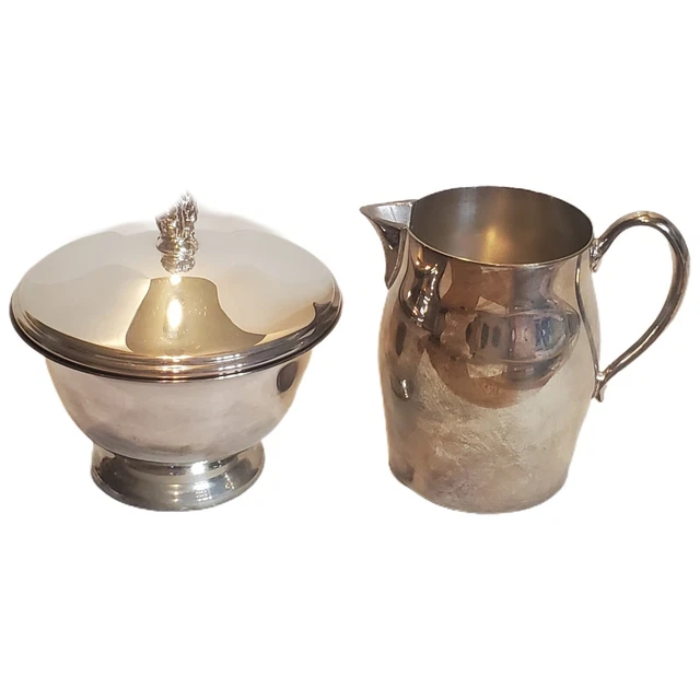 Vintage Fb Rogers 1052 cream and sugar  silver pl. set, Paul Revere Reproduction