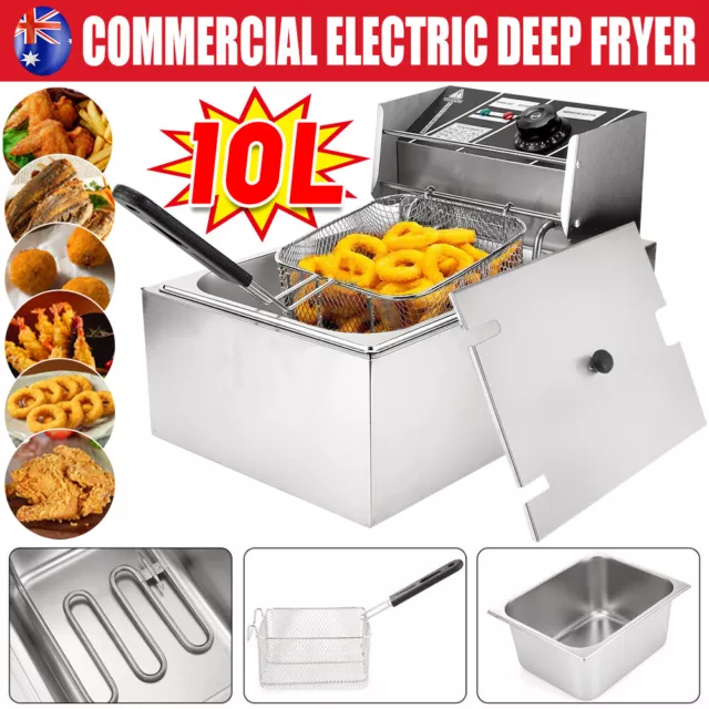 10L Stainless Steel Electric Deep Fryer Single Basket kitchen Cooking Fryer Cook