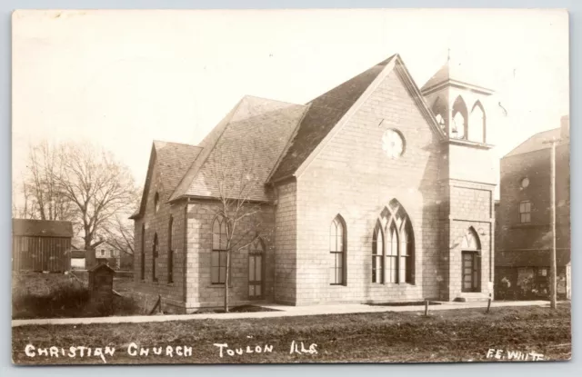 Toulon Illinois~Christian Church~Out House~Dirt Road~Homes~Business~1911 RPPC
