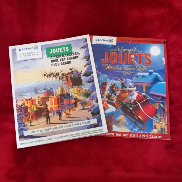 Lot 2 catalogues de jouets E.LECLERC Noël 2020 & 2023/104-108 pages/Neufs