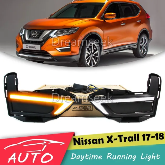 LED Tagfahrlicht TFL für Nissan Rogue X-Trail 2017-2020 DRL Licht Gelb Blinker