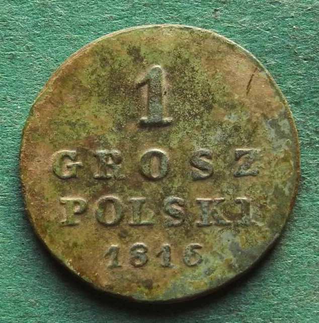 Münze Russland Polen 1 Grosz polski 1816 sehr schön Fundpatina nswleipzig