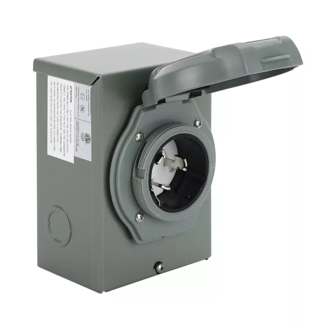 RV 50 Amp Power Inlet Box Receptacle 3 Prong Locking Plug with LED Light F13