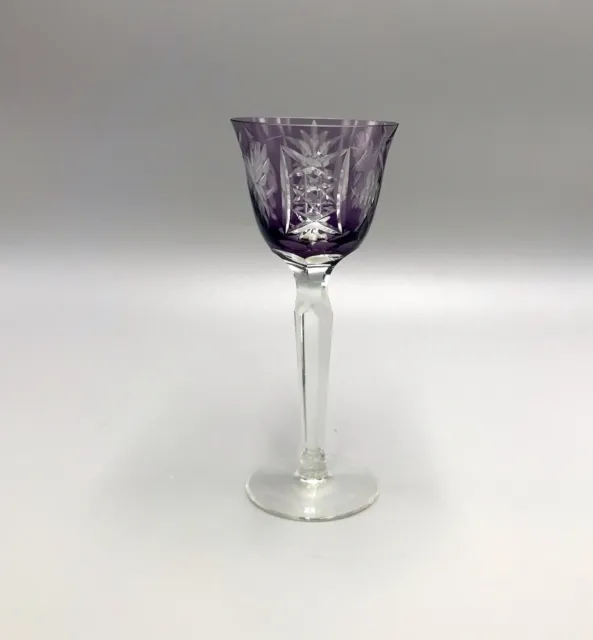 Antik Likörglas kleiner Römer Kristallglas geschliffen Amethyst Glas 2