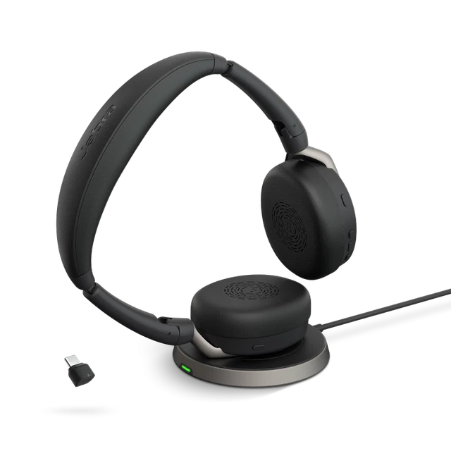 Casque Jabra Evolve2 85 MS Stereo – Noir, Avec Station Link380 USB-A, Bluetooth, ANC