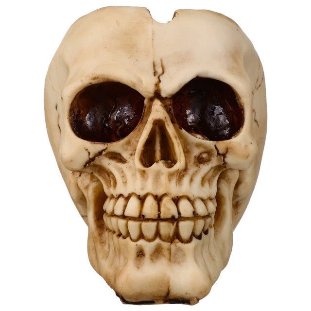 Vaso A Forma Di Teschio In Resina – Decorazione Halloween Multiuso – Fioriera, Porta Caramelle O Scultura Da Scrivania – 16,5 Cm - 5