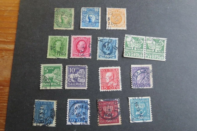 Schweden, Sverige, 16 sehr alte Briefmarken,  siehe Bilder