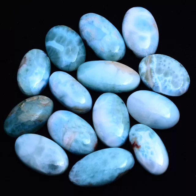 14 Stück Natürlich Larimar Oval Cabochon Unbehandelt 21mm-26mm Riesiges Lose