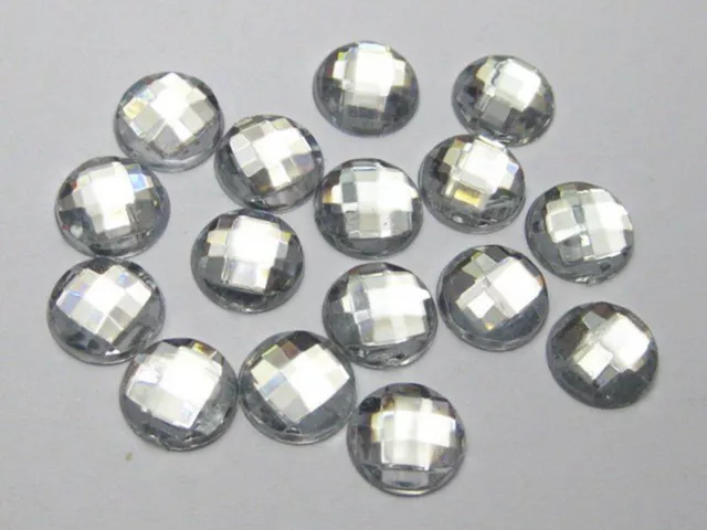 250 Acrylic Flatback Faceted Round Rhinestone Gems 8mm No Hole Pick Your Colour