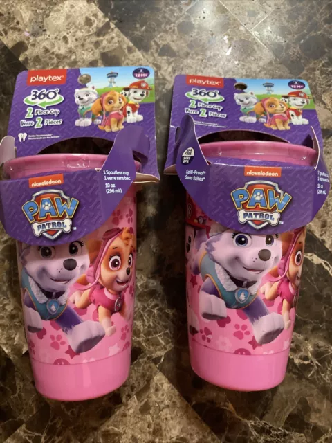Paw Patrol Pink Playtex Spoutless Cups 10oz Stage 2 Girls 12m+ Sippy Cup