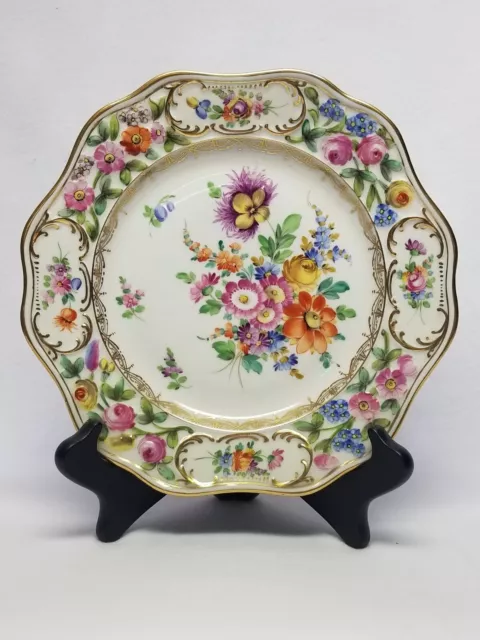 Beautiful Marked Carl Thieme Dresden Hand Painted Plate 8 7/8"