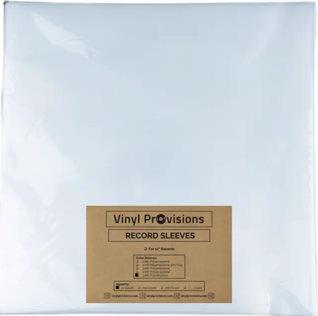 (50) 12" LP Outer Record Sleeves (3 Mil. Polyethylene)