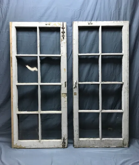 Pair Shabby Antique Chic 8 Lite Casement Windows Doors White VTG 21x48 1044-22B 5