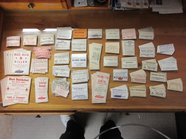 500-Old Poison  Pharmacy- Medicine Bottle Labels=Not Stuck=Nice Large Labels Too