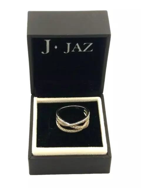 Beautiful J Jaz 925 Sterling Silver With Cubic Zirconias Ring UK Size O In Box