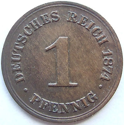 Pièce de Monnaie Reich Allemand Empire 1 Pfennig 1874 B En Extremely fine/
