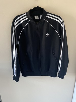 ADIDAS MEN'S ESSENTIALS Warm-Up 3-Stripes Track Jacket Black White Logo Sz M $18.00 - PicClick