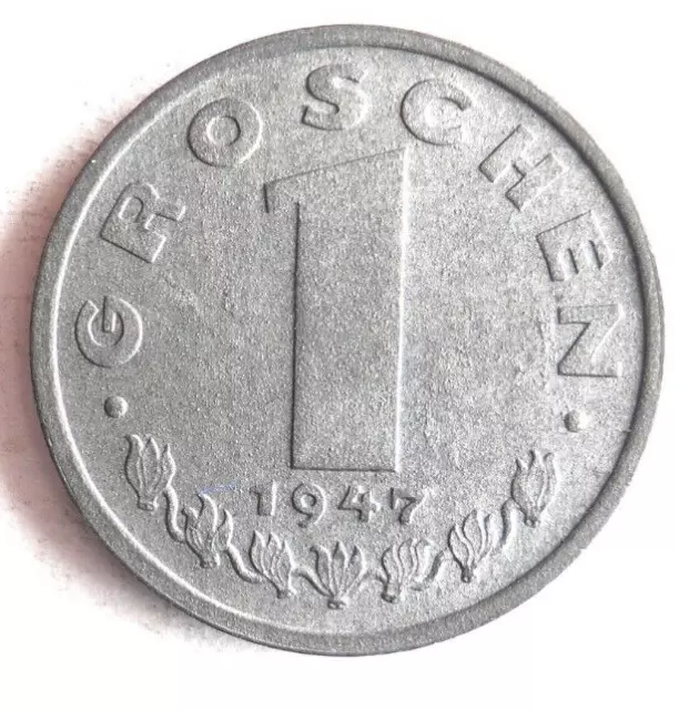 1947 AUSTRIA GROSCHEN - AU/UNC - ZINC - Great Coin - FREE SHIP - Bin TTT