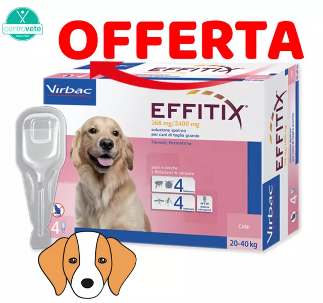 EFFITIX Cane  20 / 40 Kg  4 - 8 - 12 Pipette → Antiparassitario Spot-On per CANI