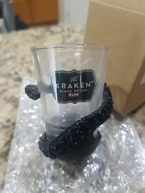 New The Kraken Black Spiced Rum Shot Glass Tenacle Wrapped 1 oz.  New