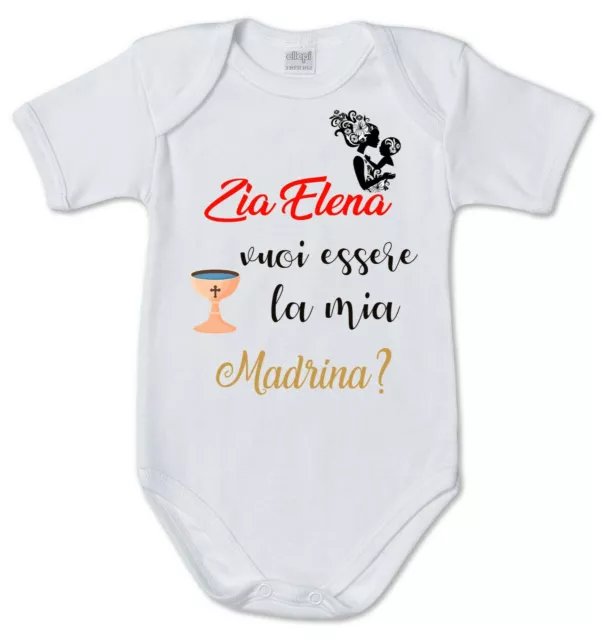 body tuta bimbo neonato Personalizzato nome zia Madrina Battesimo sorpresa