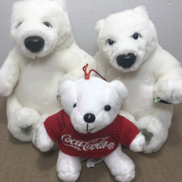 COCA COLA COKE COLLECTIBLE PLUSH STUFFED ANIMALS POLAR BEAR Logo Shirt Bottles