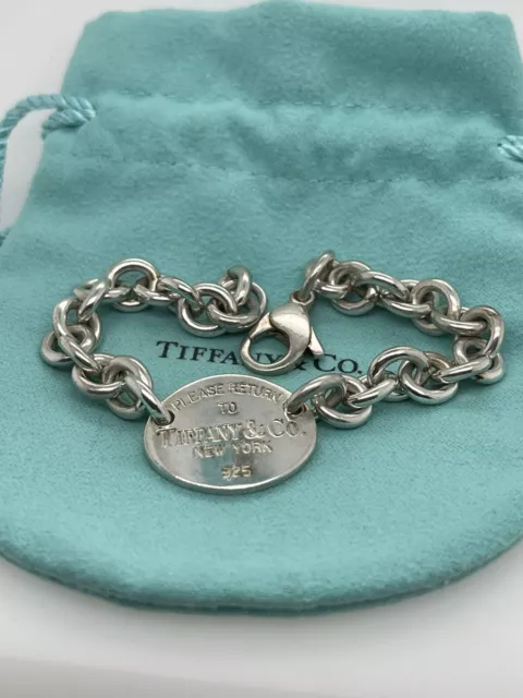 Tiffany & Co Sterling Silver "Please Return to Tiffany" Oval Tag Bracelet 7”