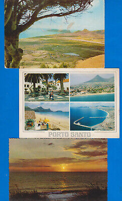 set of 3 used postcards, Porto Santo island, Madeira, Portugal