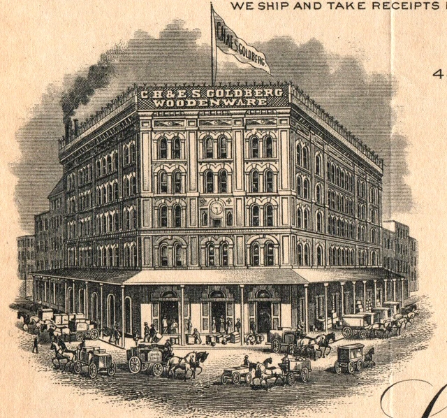 Goldberg Woodenware C.H. & E. S  West Broadway Hudson New York 1917 Bill Invoice