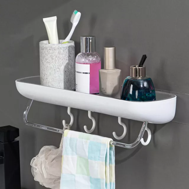 Bathroom Shelf SelfShower Caddy Spices With Hooks Holder Wall Mounted