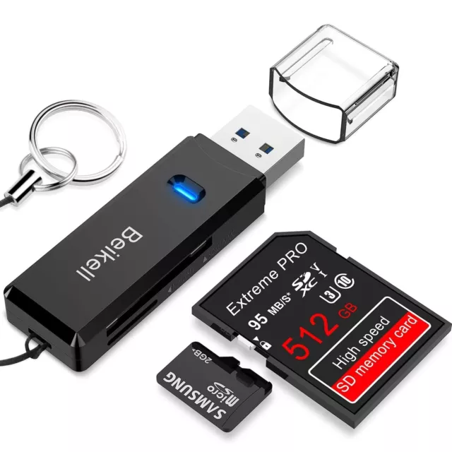 Beikell Lettore di Schede Micro SD Adattatore USB 3.0 Memoria con Portachiavi...