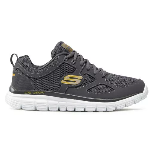 Scarpe da Ginnastica Skechers Agoura da Uomo Memory Foam Sportive Grigie Gialle