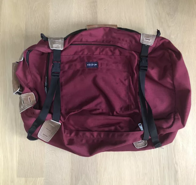VTG Kelty Convertible Canvas Backpack Duffle Carry On Burgundy Travel Pack Gear