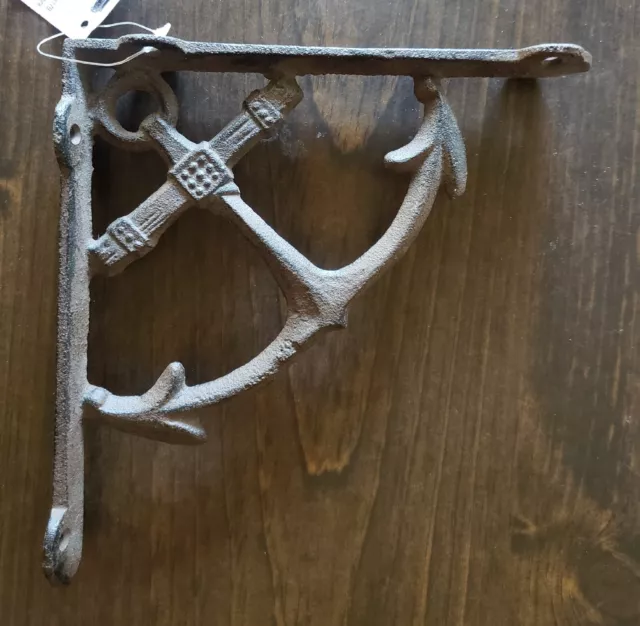 Set/2 Rustic Nautical Aged Iron Shelf Support. Brackets 8-10" Anchor/ Octopus