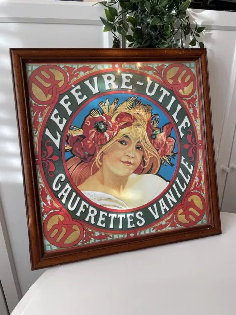 Vintage Alphonse Mucha Wood Framed French Advert Le Fevre  Art Print Nouveau 19"